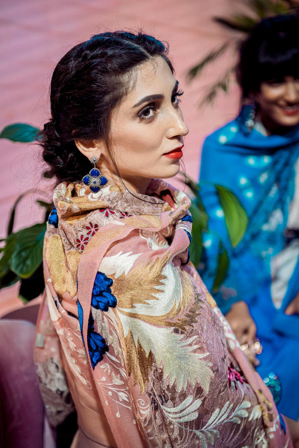 JANAVI INDIA lace flower cashmere scarf 