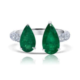 Open emerald and diamond ring by award winning fine jewelry designer  Graziela Gems