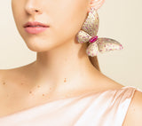 Titanium Butterfly earring with Rubies and Diamonds in 18 karat gold by fine jewelry designer ESTAA