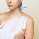 Blue Titanium Butterfly single earring with diamonds in 18 karat gold by fine jewelry designer ESTAA
