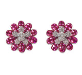 Ruby and Diamond flower earrings by fine jewelry designer ESTAA