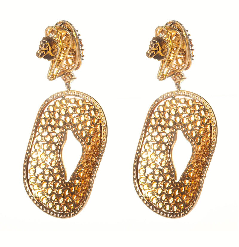 18 karat gold Citrine and Diamond Earrings by fine jewelry designer ESTAA