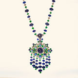 18 karat gold necklace with diamond, emerald and sapphire by fine jewelry designer ESTAA