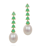 18 karat gold Chrysoprase and White Baroque Pearls drop earrings by fine jewelry designer Maviada