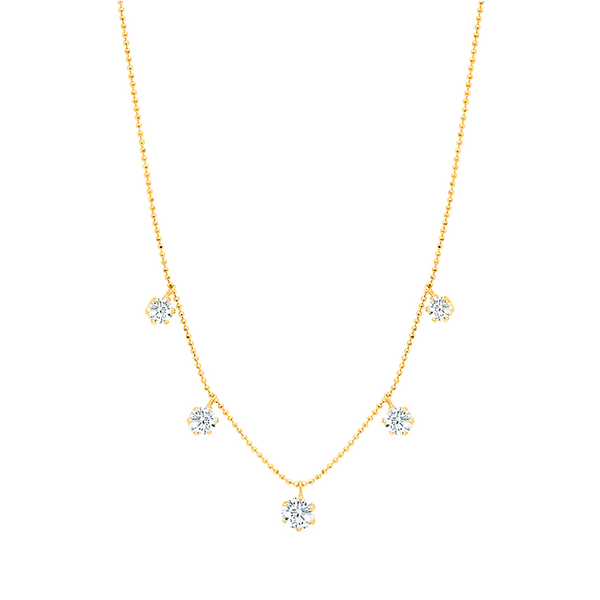 Large Floating Diamond Necklace in 18 karat gold, fully adjustable, by award winning fine jewelry designer Graziela