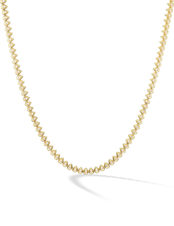 18 karat gold mandala petal diamond necklace by fine jewelry designer Orly Marcel