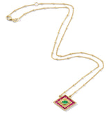 18 karat gold emerald and rubies necklace by fine jewelry designer Orly Marcel