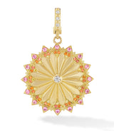 18 karat gold sapphire and diamond pendant by fine jewelry designer Orly Marcel