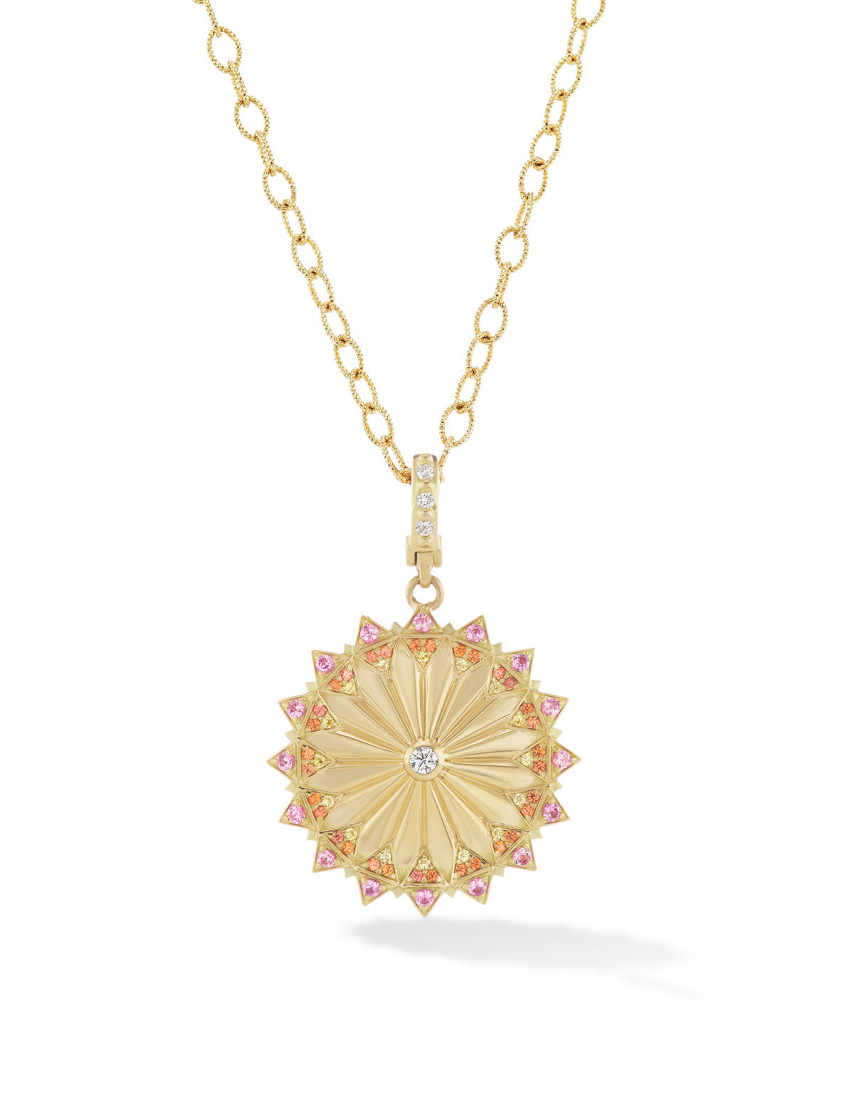 8 karat gold sapphire diamond pendant by fine jewelry designer Orly Marcel