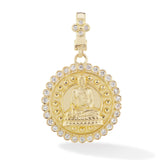 18 karat gold Buddha diamond pendant by fine jewelry designer Orly Marcel