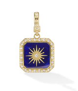 18 karat gold and diamond star charm pendant with blue lapis lazuli by fine jewelry designer Orly Marcel