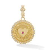 18 karat gold RUBY DIAMOND HEART PENDANT by fine jewelry designer Orly Marcel