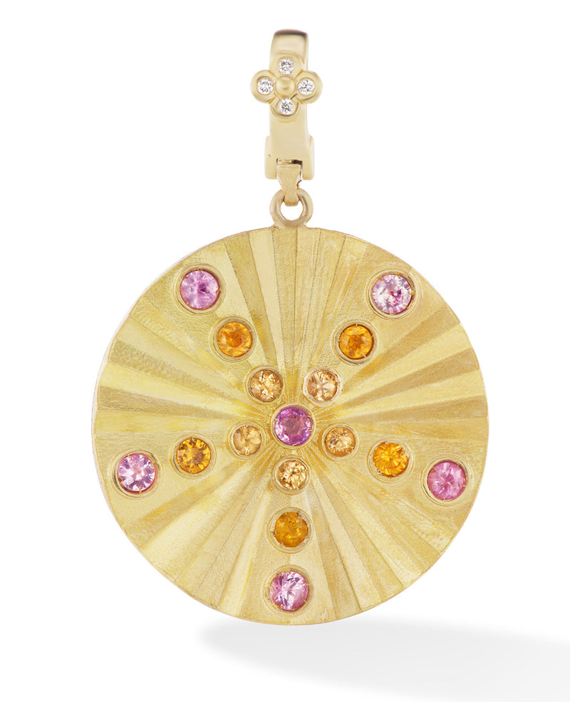 18 karat gold multicolored sapphire pendant by fine jewelry designer Orly Marcel.