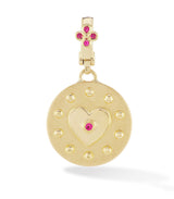 18 karat gold ruby heart pendant by fine jewelry designer Orly Marcel.
