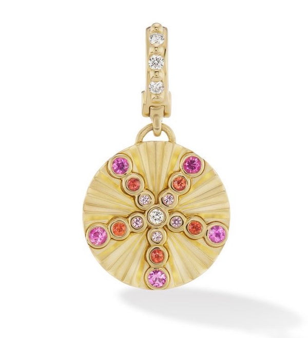 18 karat yellow gold with multicoloured sapphires and diamonds by fine jewelry designer Orly Marcel