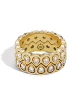 18 karat gold diamond mandala petal stacking ring by fine jewelry designer Orly Marcel. 