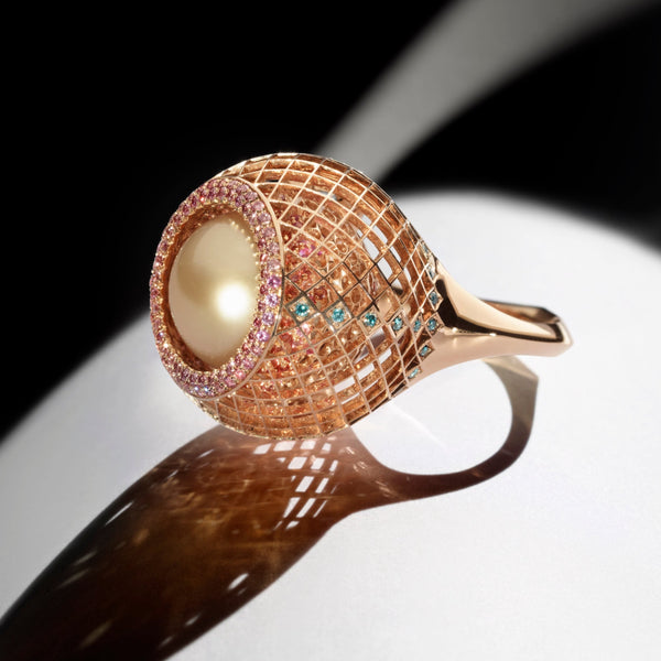 Pearl sapphires ring by jewelry designer Nigel O'Reilly