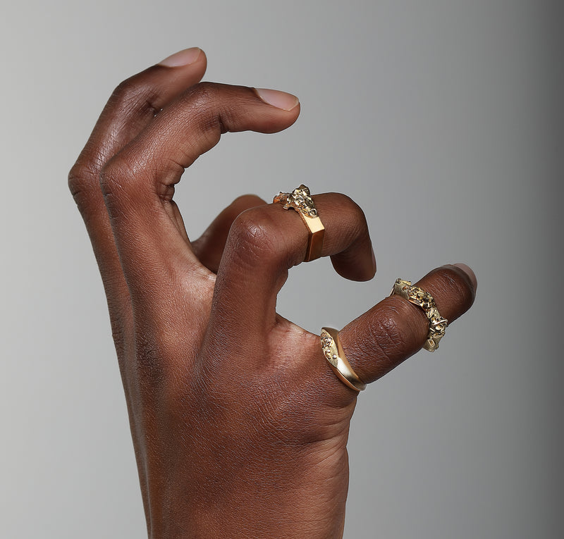 18 karat recycled gold diamond ring by fine jewelry designer Capucine H