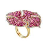 Ruby Mosaique flower ring by fine jewelry house of Piranesi