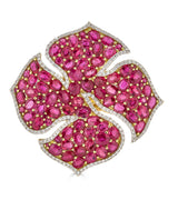 Ruby Mosaique flower ring by fine jewelry house of Piranesi