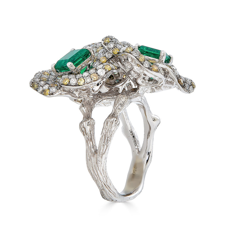 Yellow Diamond Emerald Ring