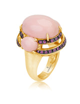 18 karat gold sapphire and coral ring