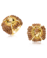 18 karat gold diamond and lemon quartz ring by fine jewelry house Andreoli 