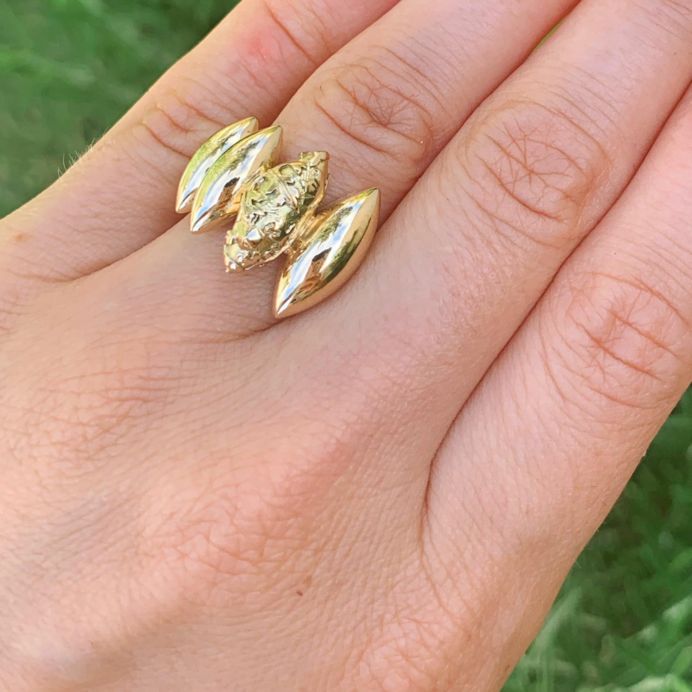 18 karat recycled yellow gold stalactites ring by fine jewelry designer Capucine H