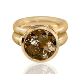 Smoky quartz, diamond, 18 karat gold ring, contemporary fine jewelry by Monika Seitter