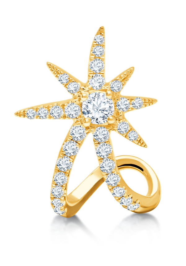 Diamond and yellow gold star stud earrings by fine jewellery designer Graziela