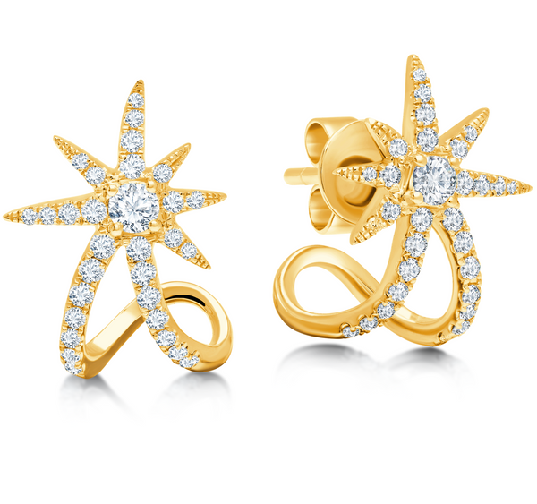 Diamond star ear cuffs in 18 karat gold by award winning fine jewelry designer Graziela