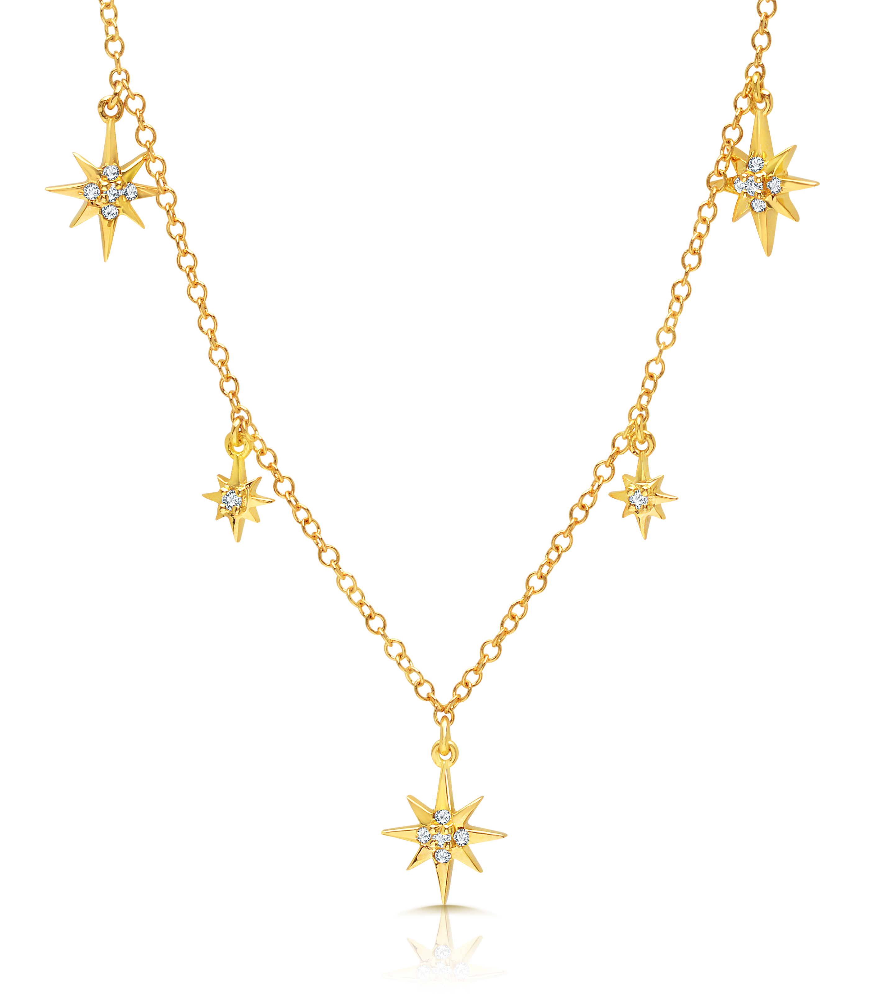 Starburst diamond adjustable necklace in 18 karat yellow gold by award winning fine jewelry designer Graziela