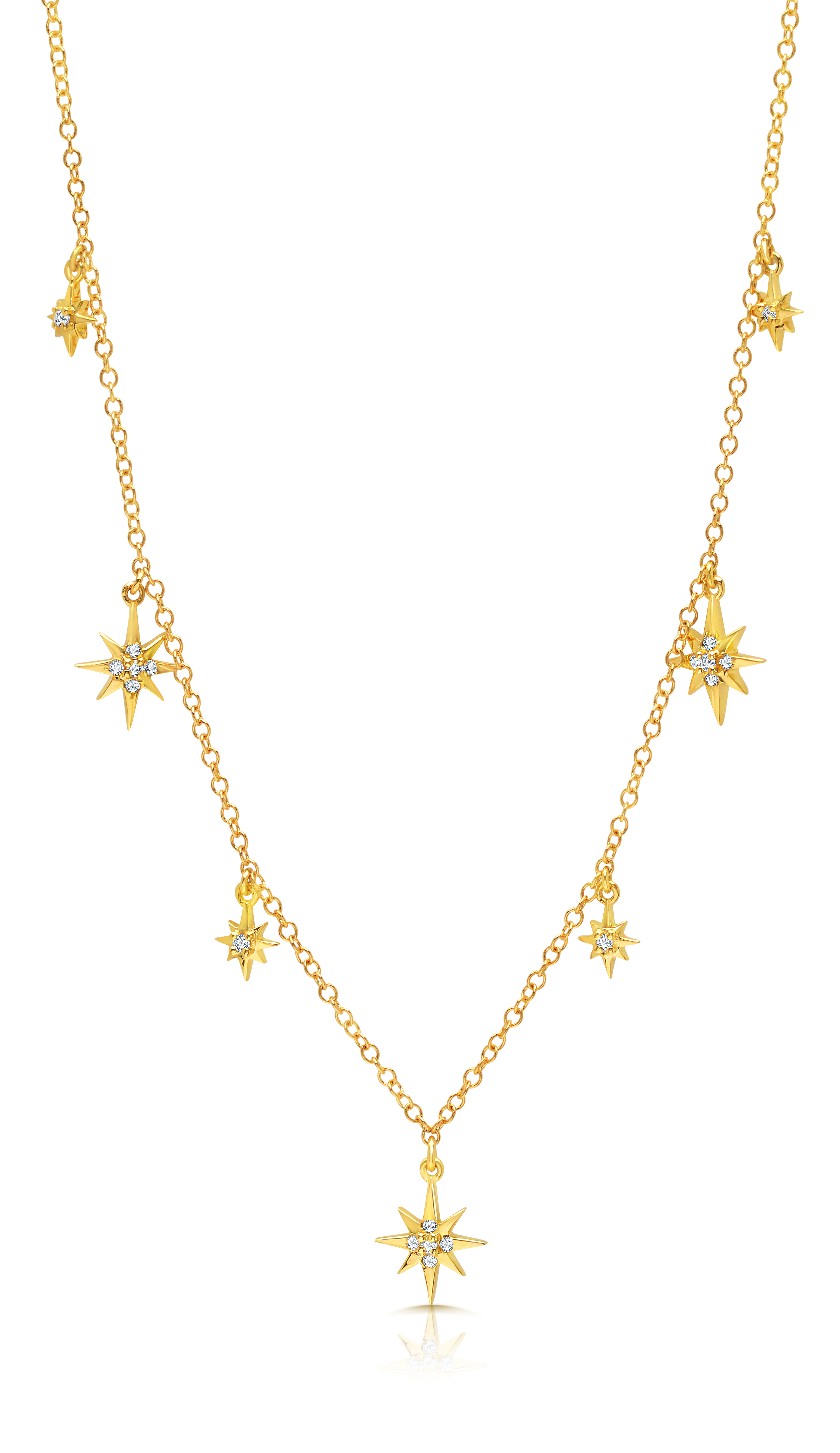 Starburst diamond adjustable necklace in 18 karat yellow gold by award winning fine jewelry designer Graziela