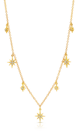 Starburst diamond adjustable necklace in 18 karat yellow gold by award winning fine jewelry designer Graziela