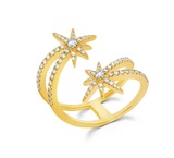 Diamond shooting star ring in 18 karat gold by award winning fine jewelry designer Graziela