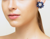 Blue Sapphire and Diamond Earrings by fine jewelry designer ESTAA