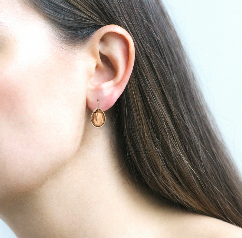 Cognac Quartz pear shape earrings