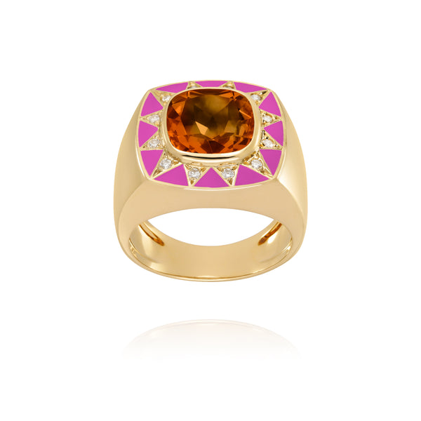 18 karat gold Citrine ring by fine jewelry house Van Den Abeele