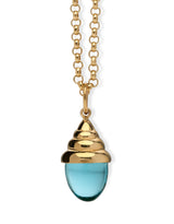 18 karat gold Blue Quartz Torba pendant, by fine jewelry designer Maviada