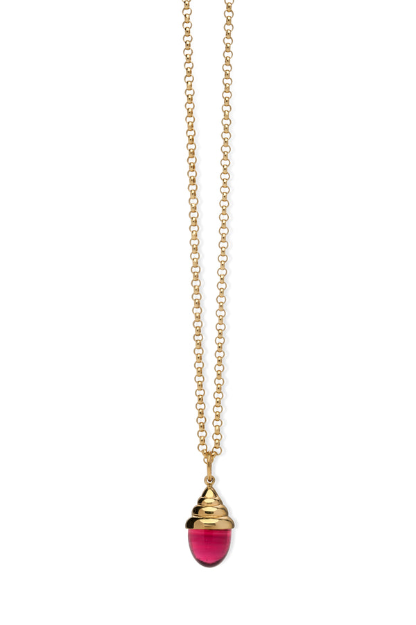 18 karat gold Pink Quartz Torba pendant, by fine jewelry designer Maviada