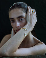 One of a kind 22 karat gold moonstones bracelet by fine jewelry designer Linda Hoj