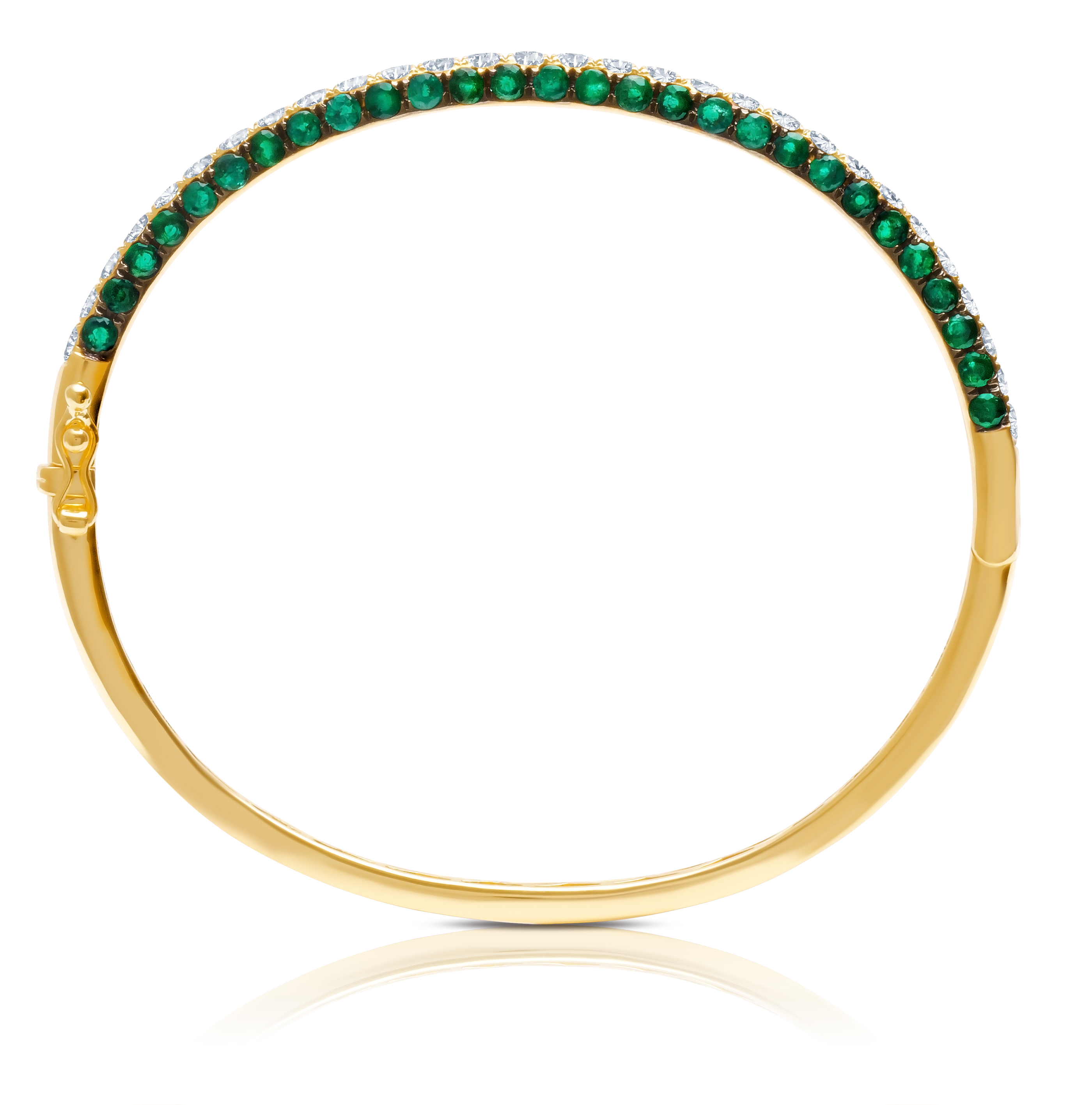 Emerald and Diamond bangle in 18 karat gold by award winning fine jewelry designer Graziela.