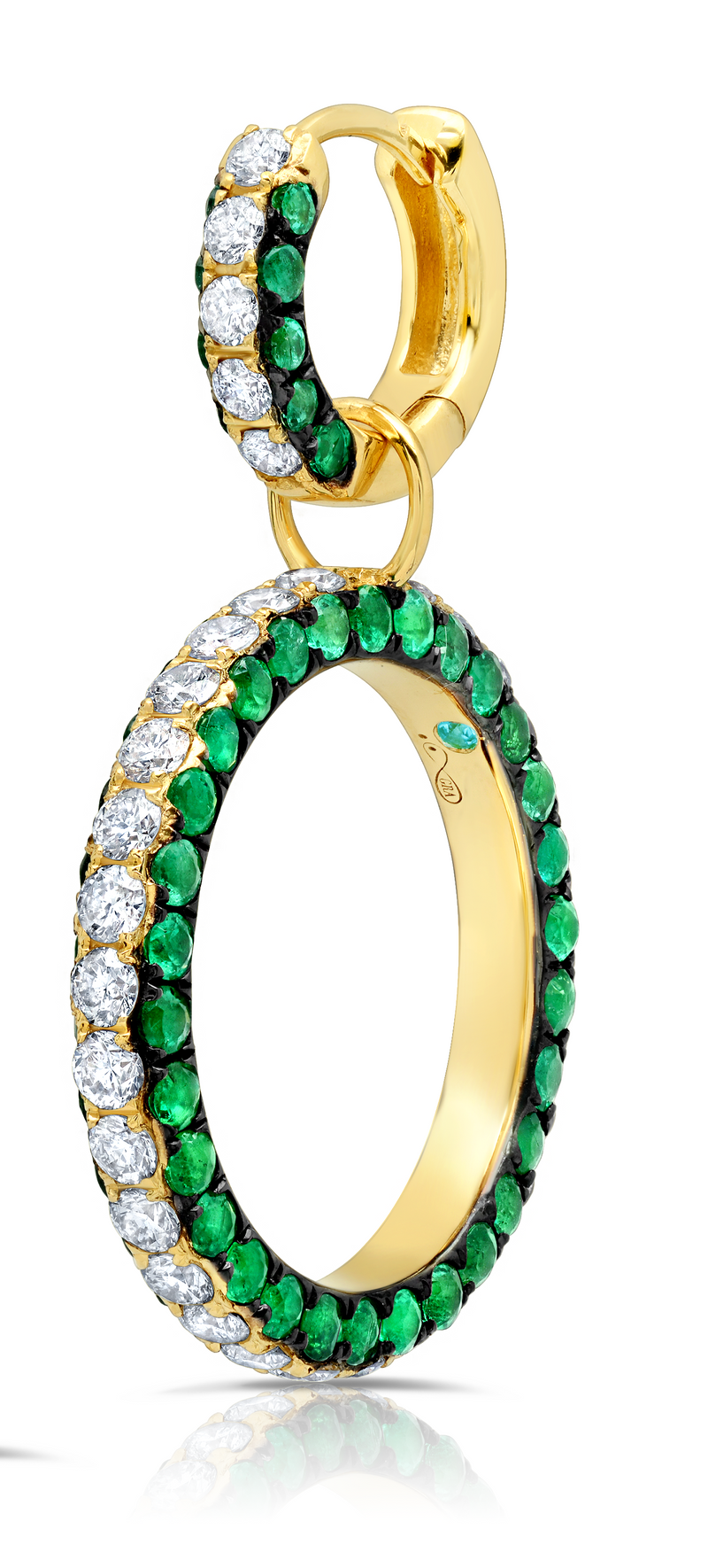 Couture Emerald and Diamond earrings in 18 karat gold by award winning fine jewelry designer Graziela