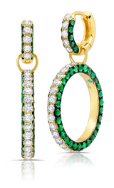 Couture Emerald and Diamond earrings in 18 karat gold by award winning fine jewelry designer Graziela