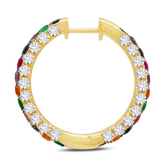 Diamond, ruby and sapphire hoop earrings in 18 karat gold by award winning fine jewelry designer Graziela
