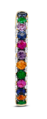 Mulitcoloured sapphires hoop earrings in 18 karat gold by fine jewelery designer Graziela