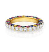 Diamond, ruby and multicolored sapphire ring in 18 karat gold by award winning fine jewelry designer Graziela