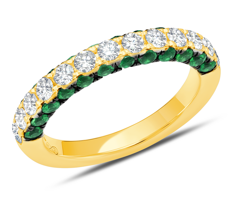 Emerald and Diamond ring in 18 karat gold by award winning fine jewelry designer Graziela