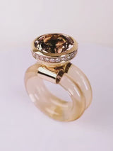 Smoky quartz and diamond ring, contemporary fine jewelry design by Monika Seitter