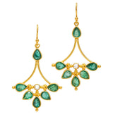 Emerald 22 karat gold earrings by fine jewelry designer Linda Hoj